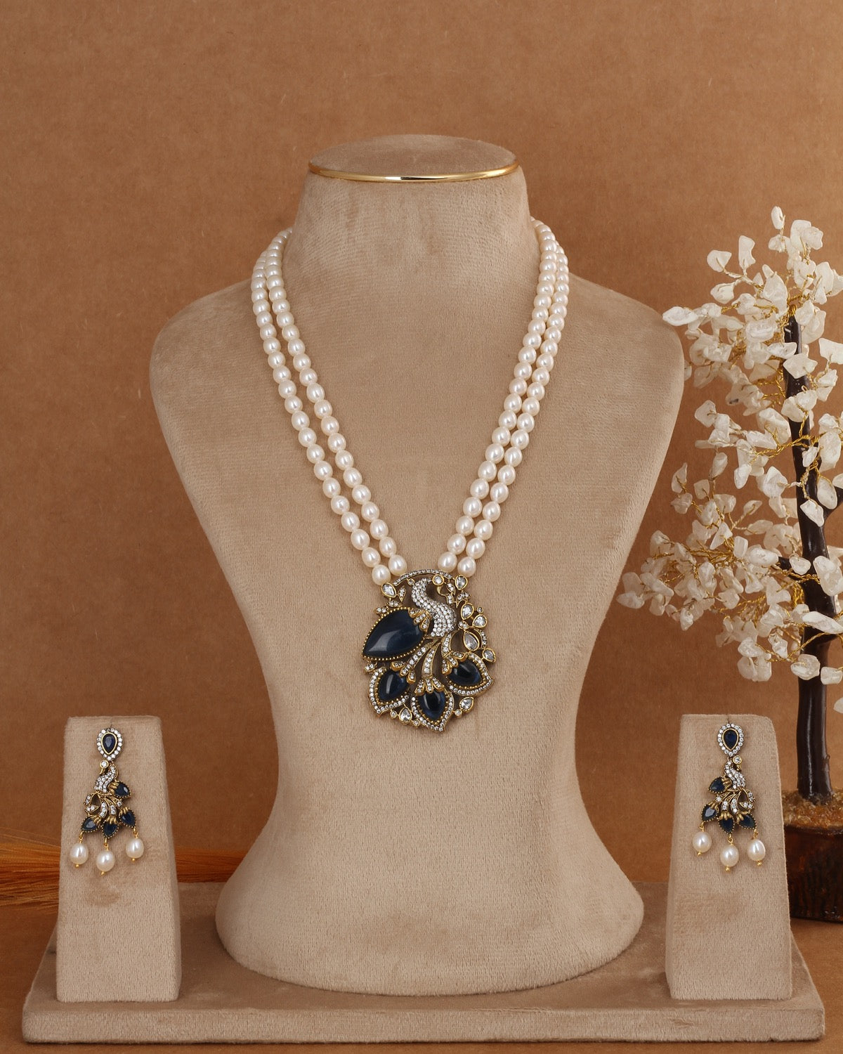 Authentic Real Natural Freshwater Pearl Necklace Set For Women With Certificate(D.No ADPRLS2941)