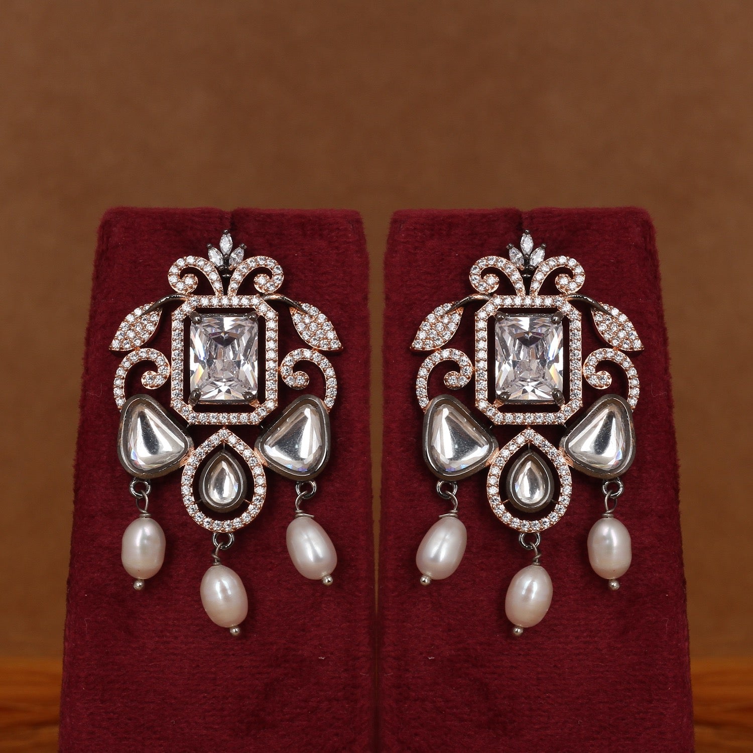 Real Double Line Natural Freshwater Pearl Necklace Set For Women With Certificate(D.No ADPRLS2944)