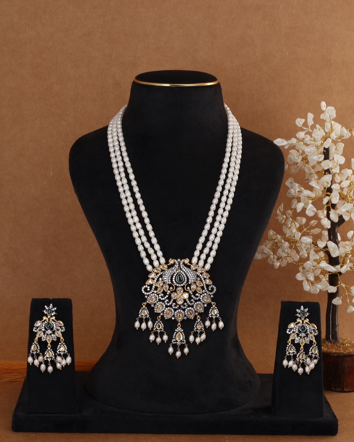 Real Hyderabadi Natural Freshwater Pearl Necklace Set For Women With Certificate(D.No ADPRLS2954)