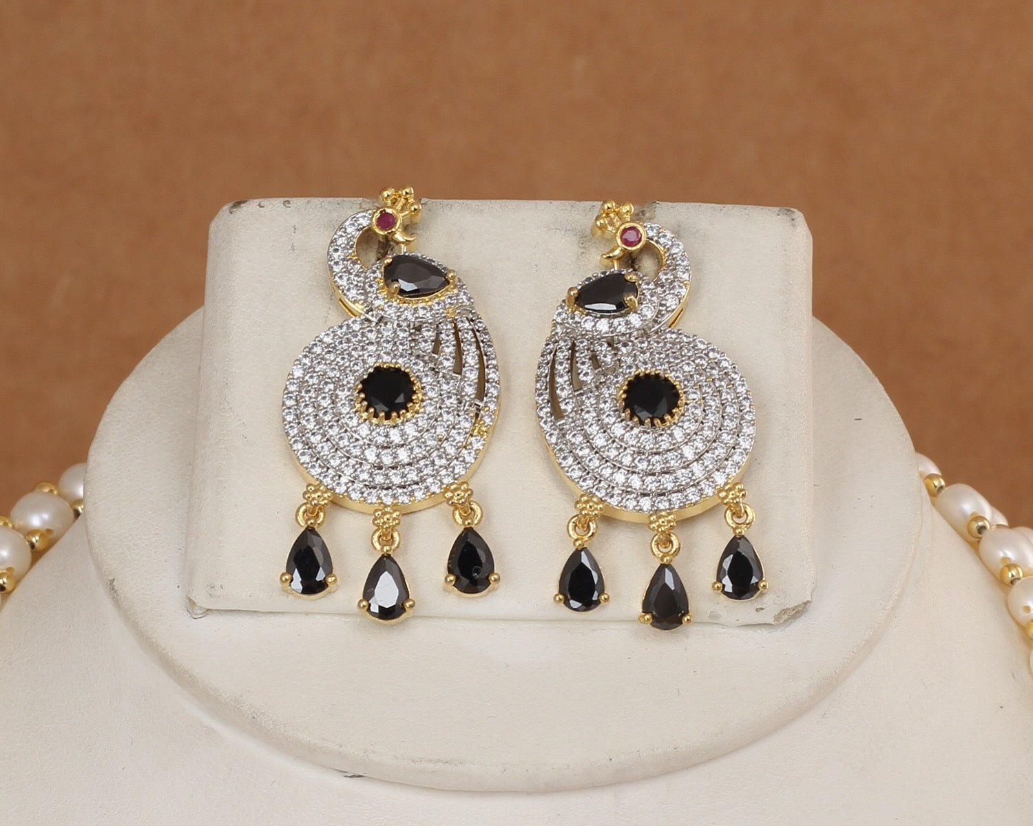 Real Hyderabadi Natural Freshwater Button Pearl Necklace Set For Women With Certificate(D.No ADPRLS2959)