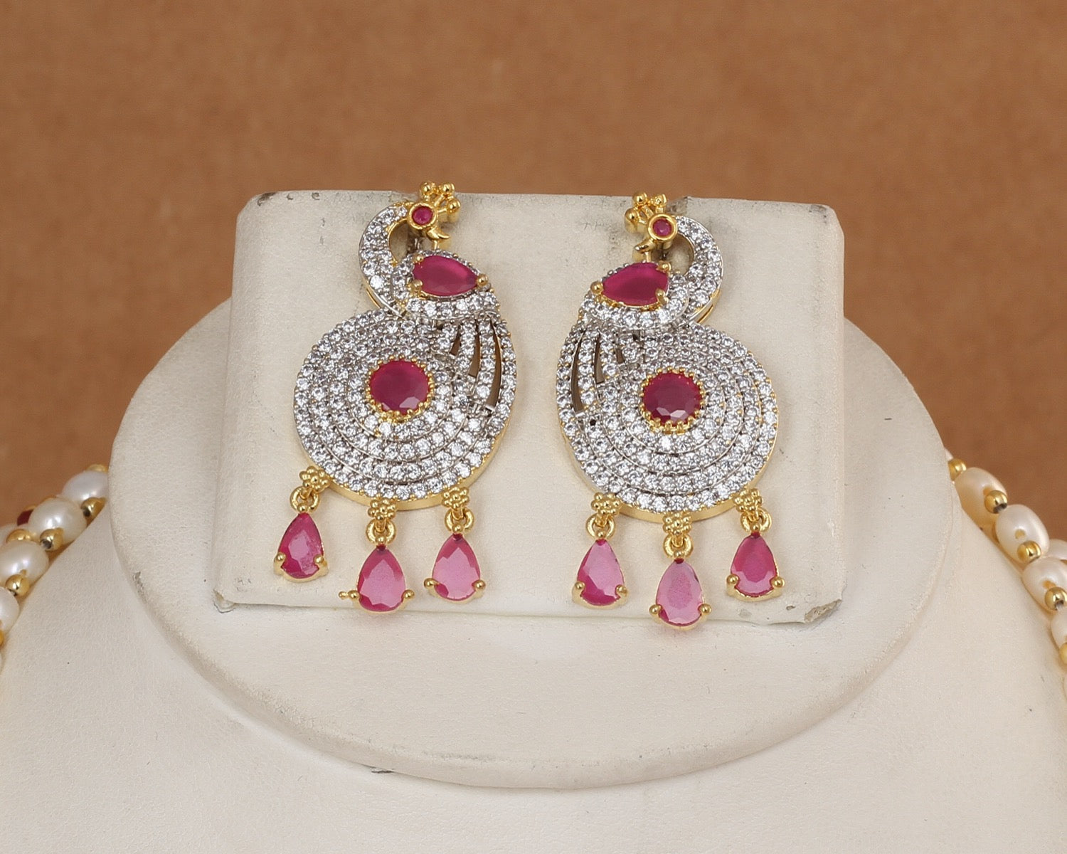 Real Hyderabadi Natural Freshwater Button Pearl Necklace Set For Women With Certificate(D.No ADPRLS2960)