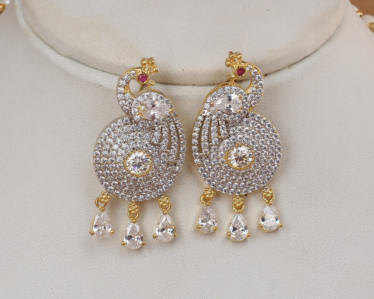 Real Hyderabadi Natural Freshwater Button Pearl Necklace Set For Women With Certificate(D.No ADPRLS2961)