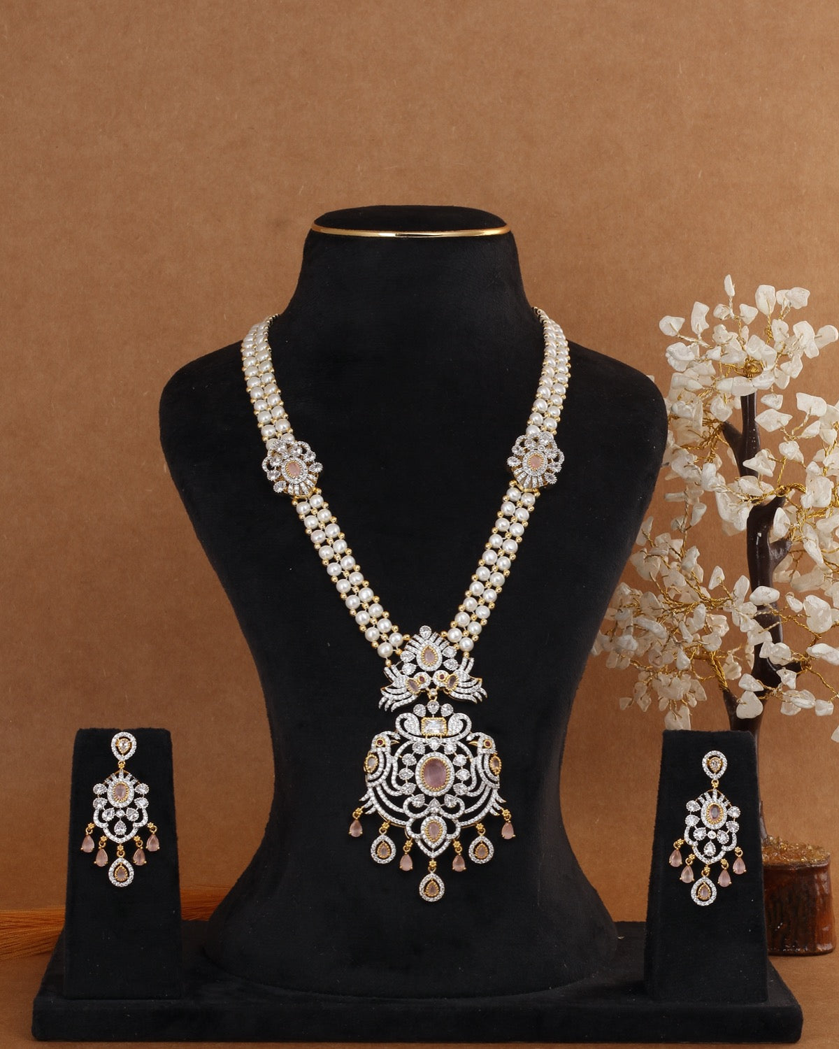 Exclusive Real Natural Freshwater Button Pearl Necklace Set For Women With Certificate(D.No ADPRLS2970)