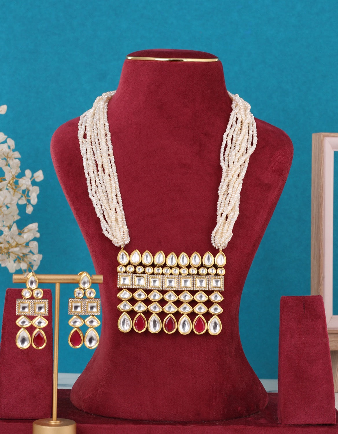 Real Seed Pearls With Kundan Stone Pendant Set For Women,With Certificate(D.No ADPRLS3323)