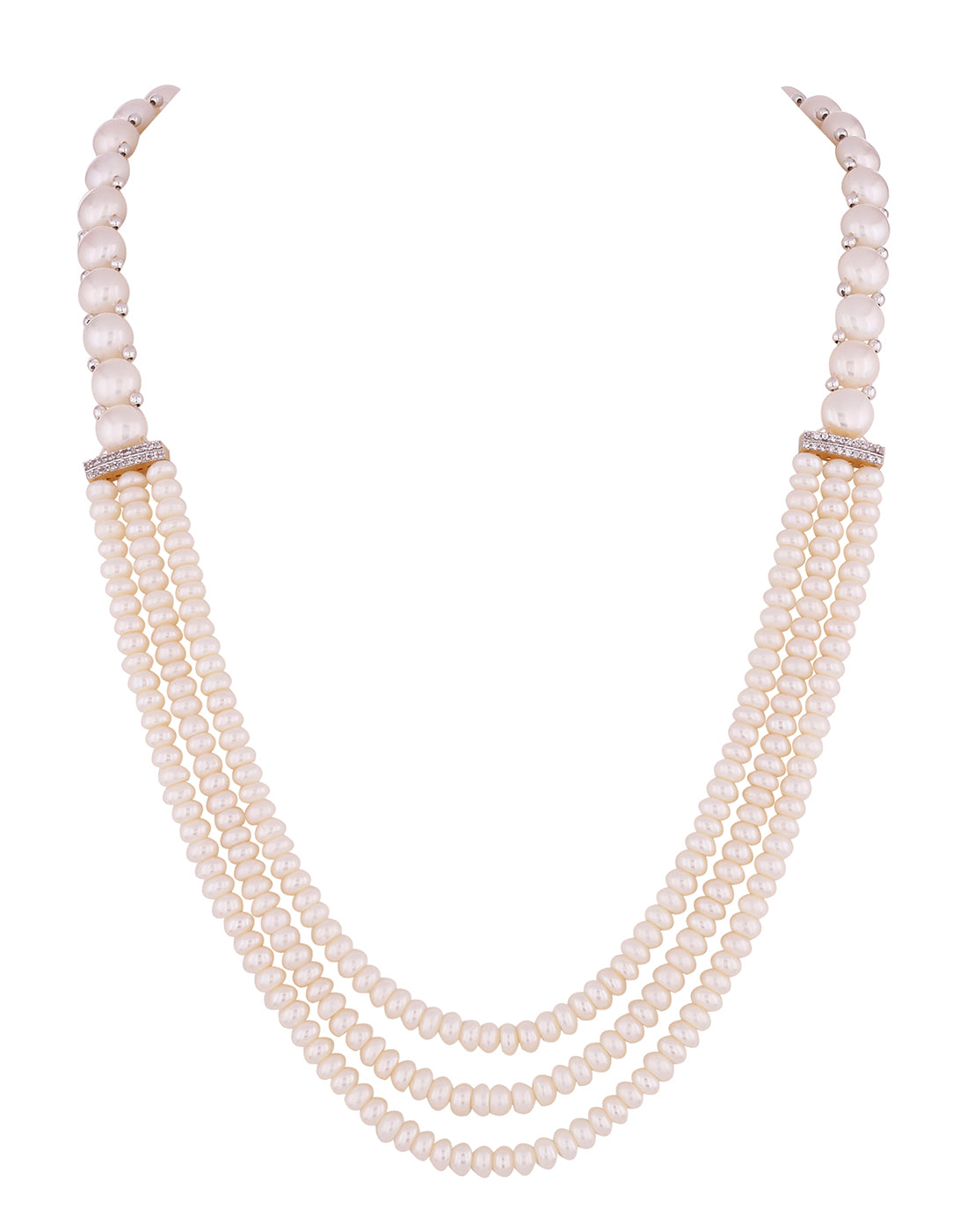 Real Natural Fresh Water Triple String Pearl Set With Certificate(D.No ADPRLS823)