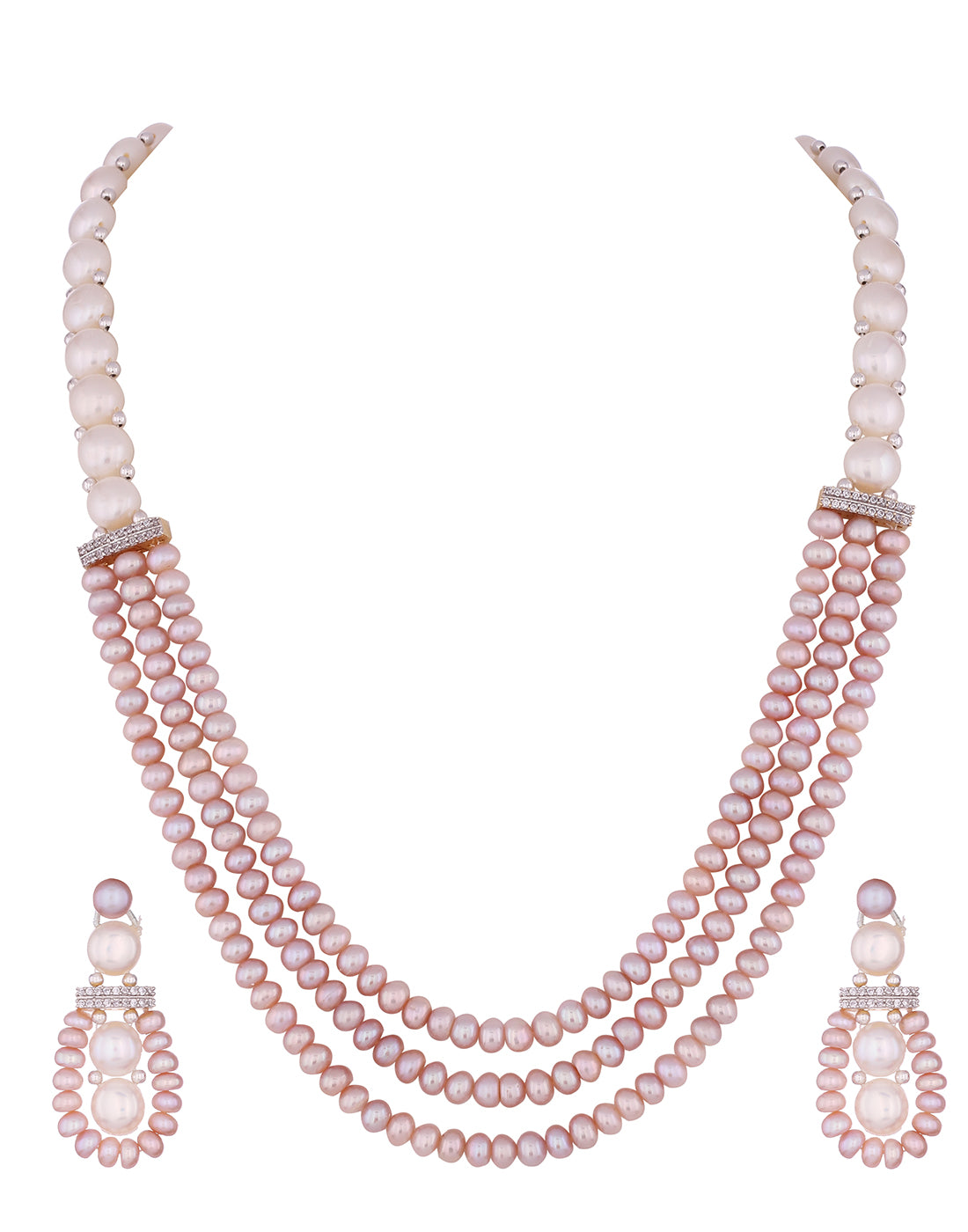 Real Natural Fresh Water Triple String Pearl Set With Certificate(D.No ADPRLS827)