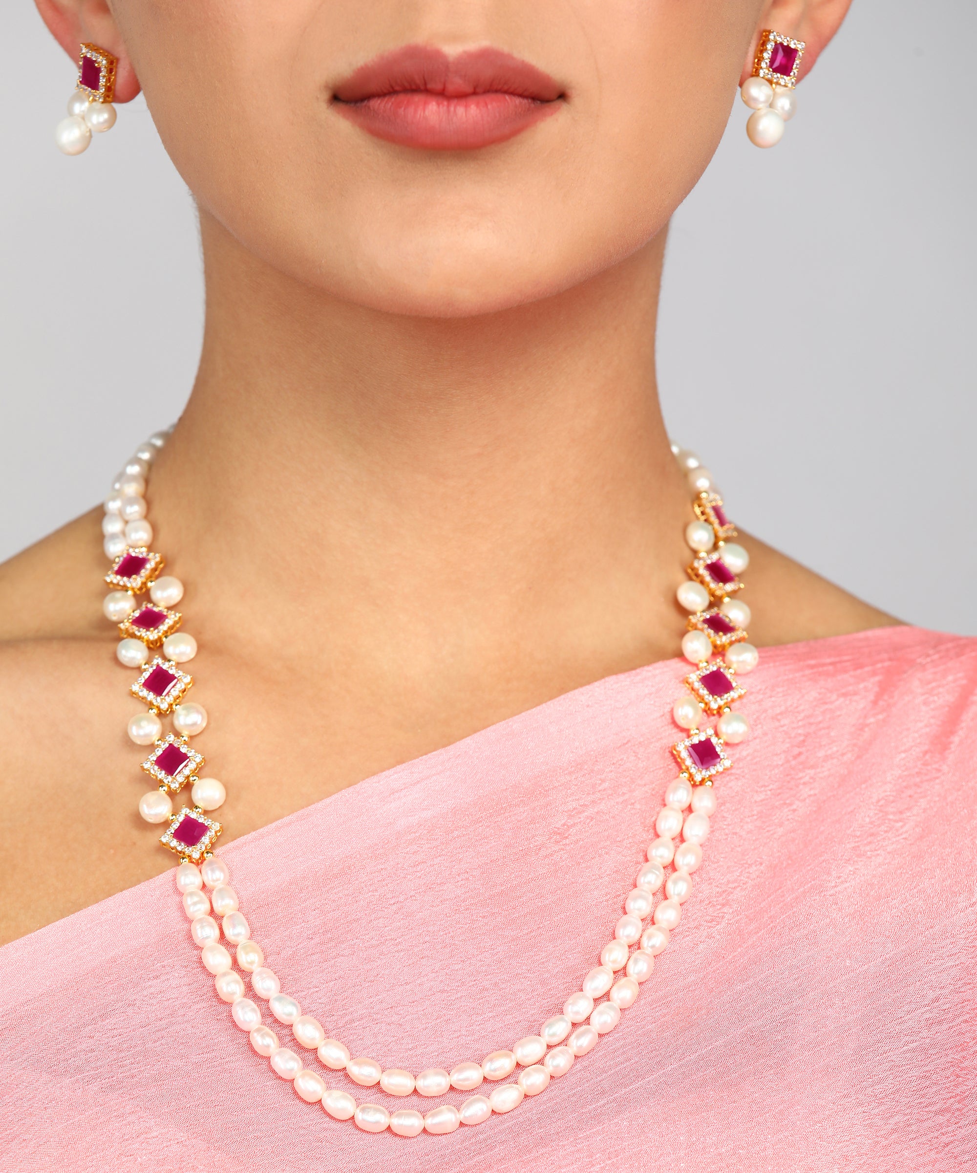 Real Natural Fresh Water Pearl Set With Certificate(D.No ADPRLS961)