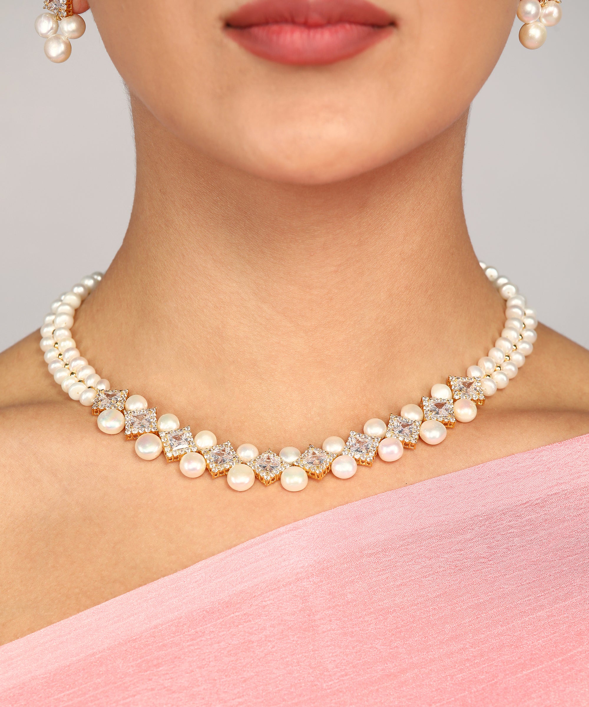 Real Natural Fresh Water Pearl Set With Certificate(D.No ADPRLS964)
