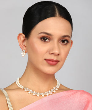 Real Natural Fresh Water Pearl Set With Certificate(D.No ADPRLS964)