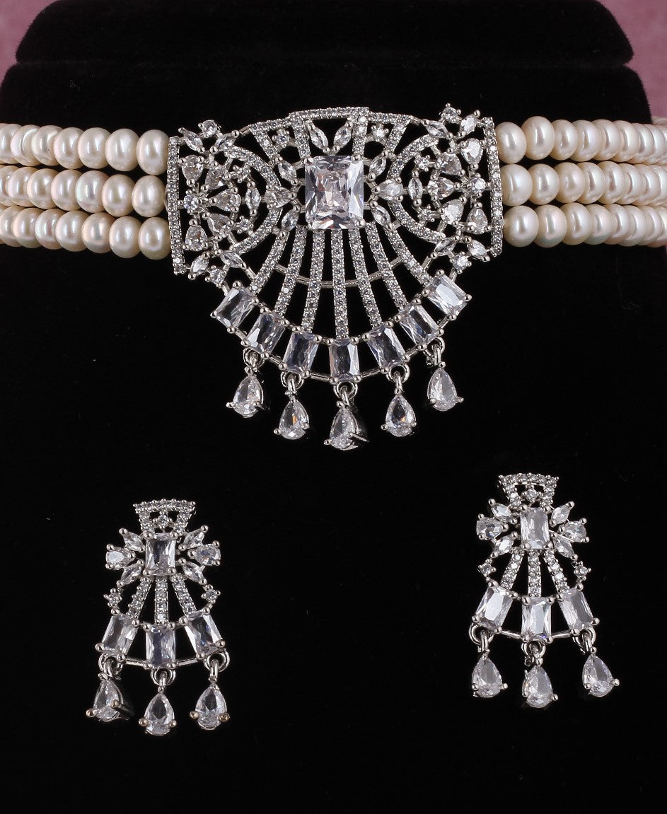 Real Natural Fresh Water Pearls Choker Set With Certificate(D.No CKR470)