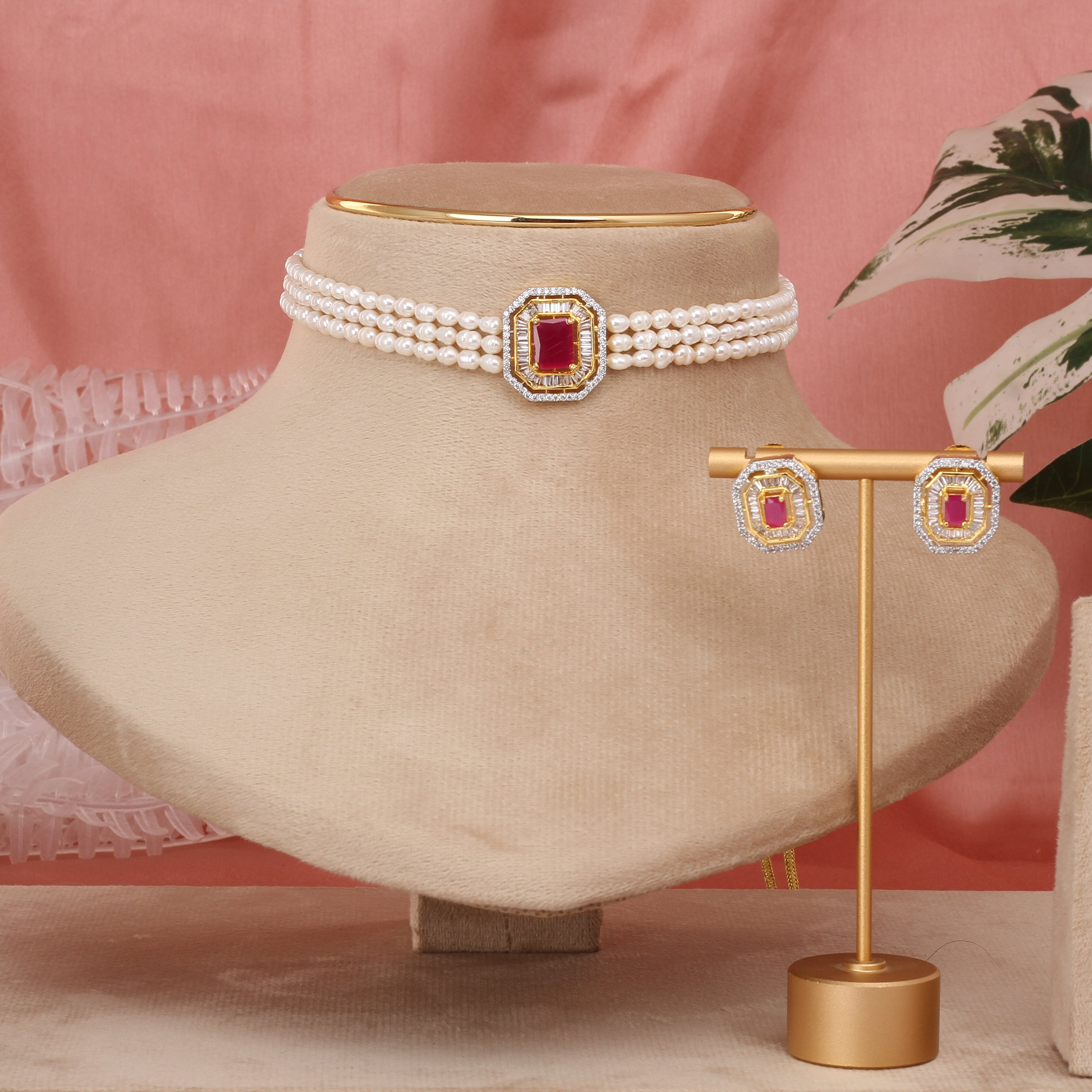 Authentic Real Natural Fresh Water Pearls Choker Set With Certificate(D.No CKR619)