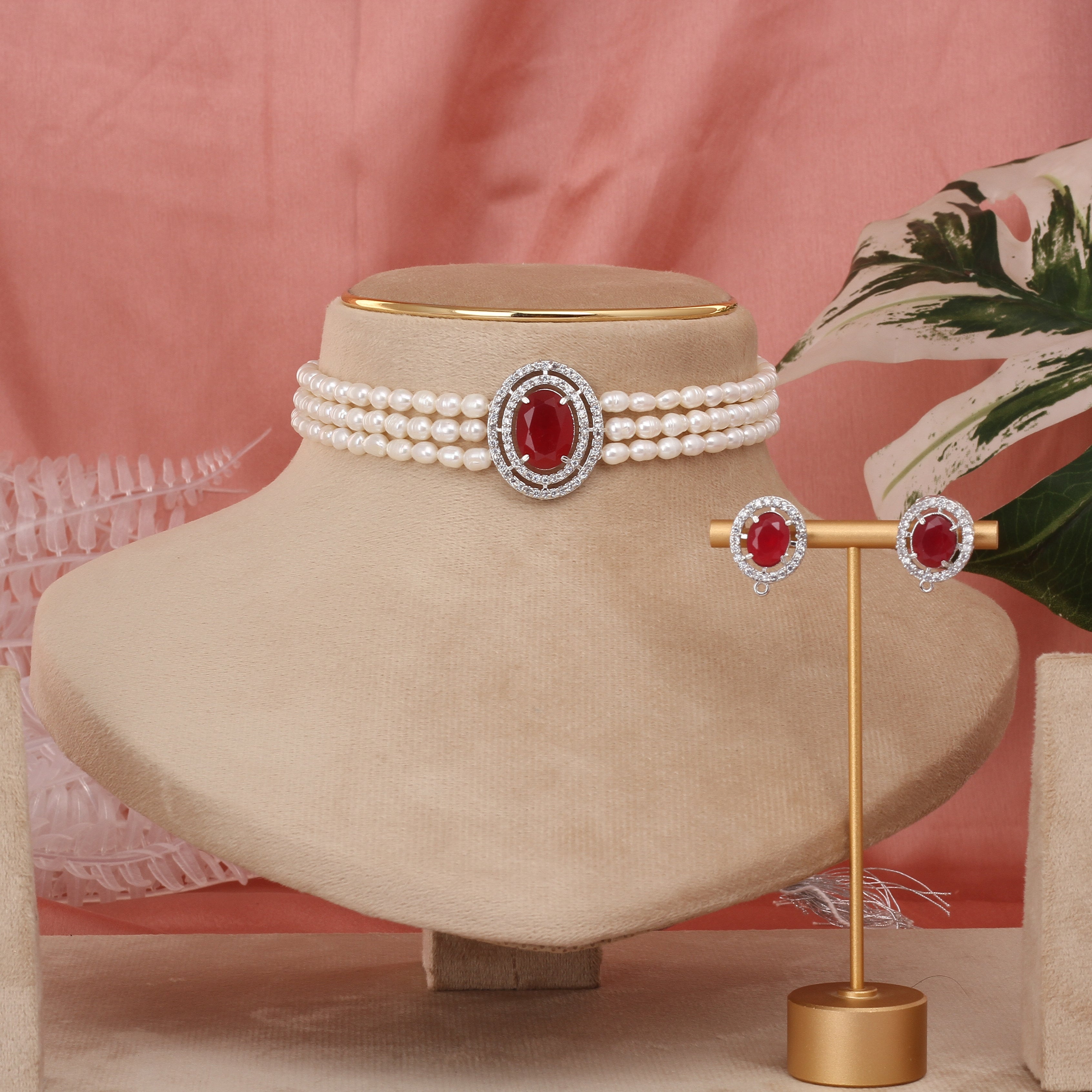 Authentic Real Natural Fresh Water Pearls Choker Set With Certificate(D.No CKR620)