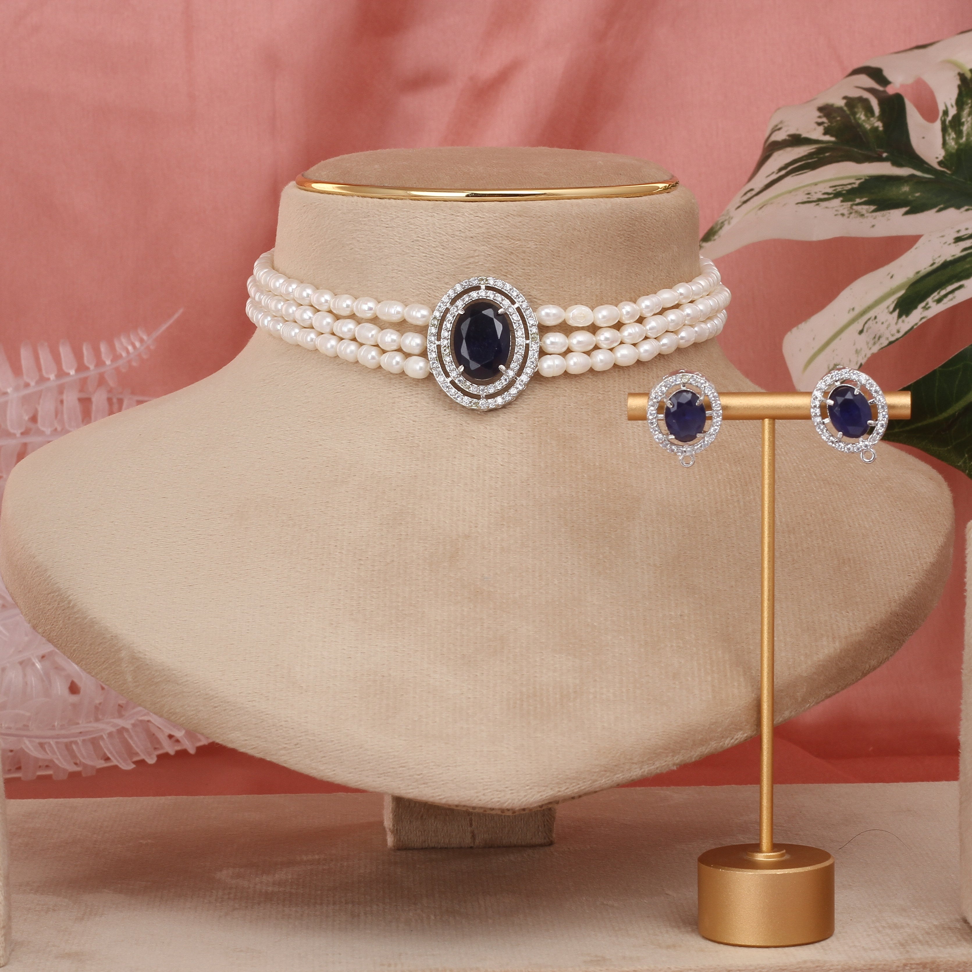 Authentic Real Natural Fresh Water Pearls Choker Set With Certificate(D.No CKR623)