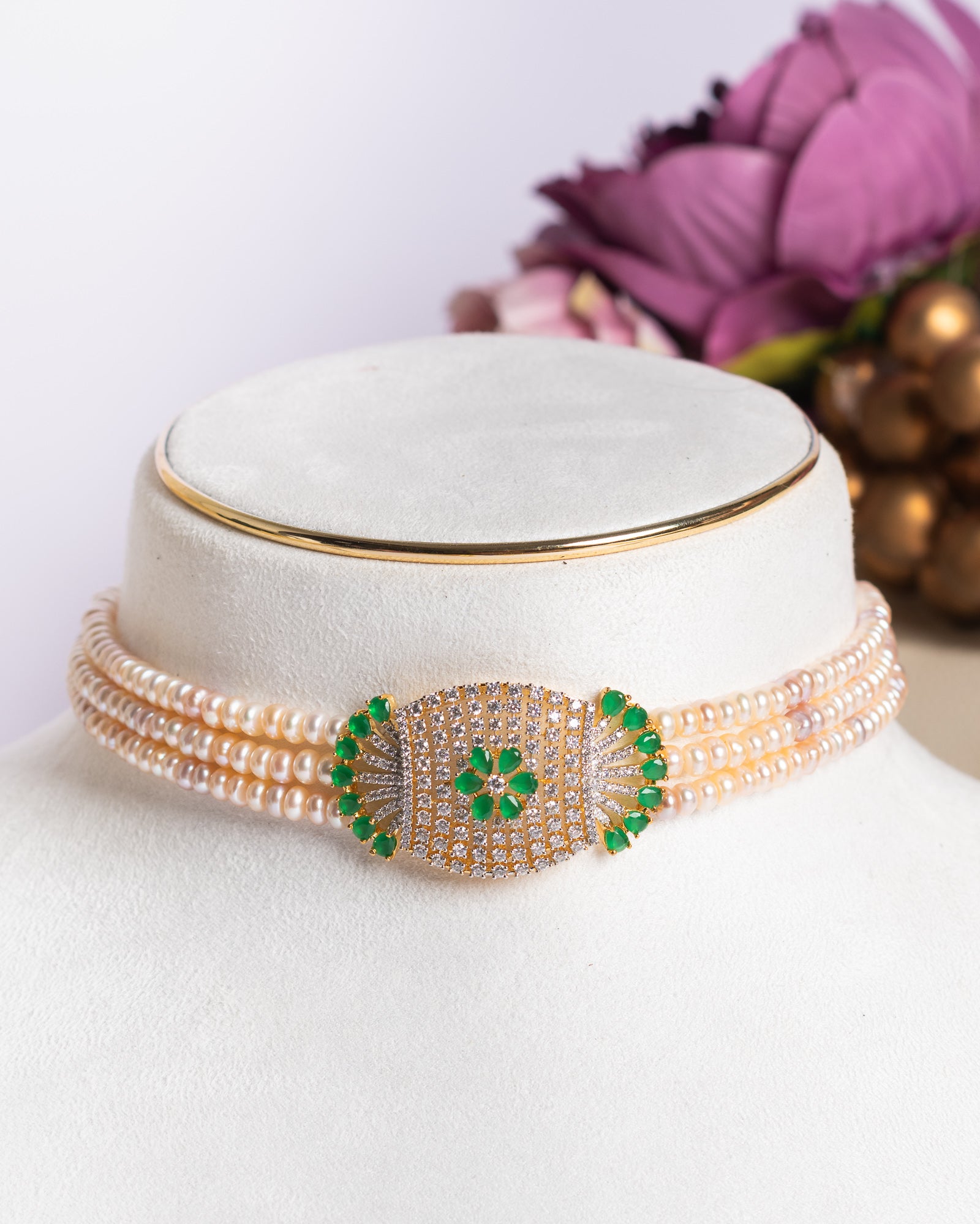 Authentic Real Natural Fresh Water Pearls Choker Set With Certificate(D.No CKR701)