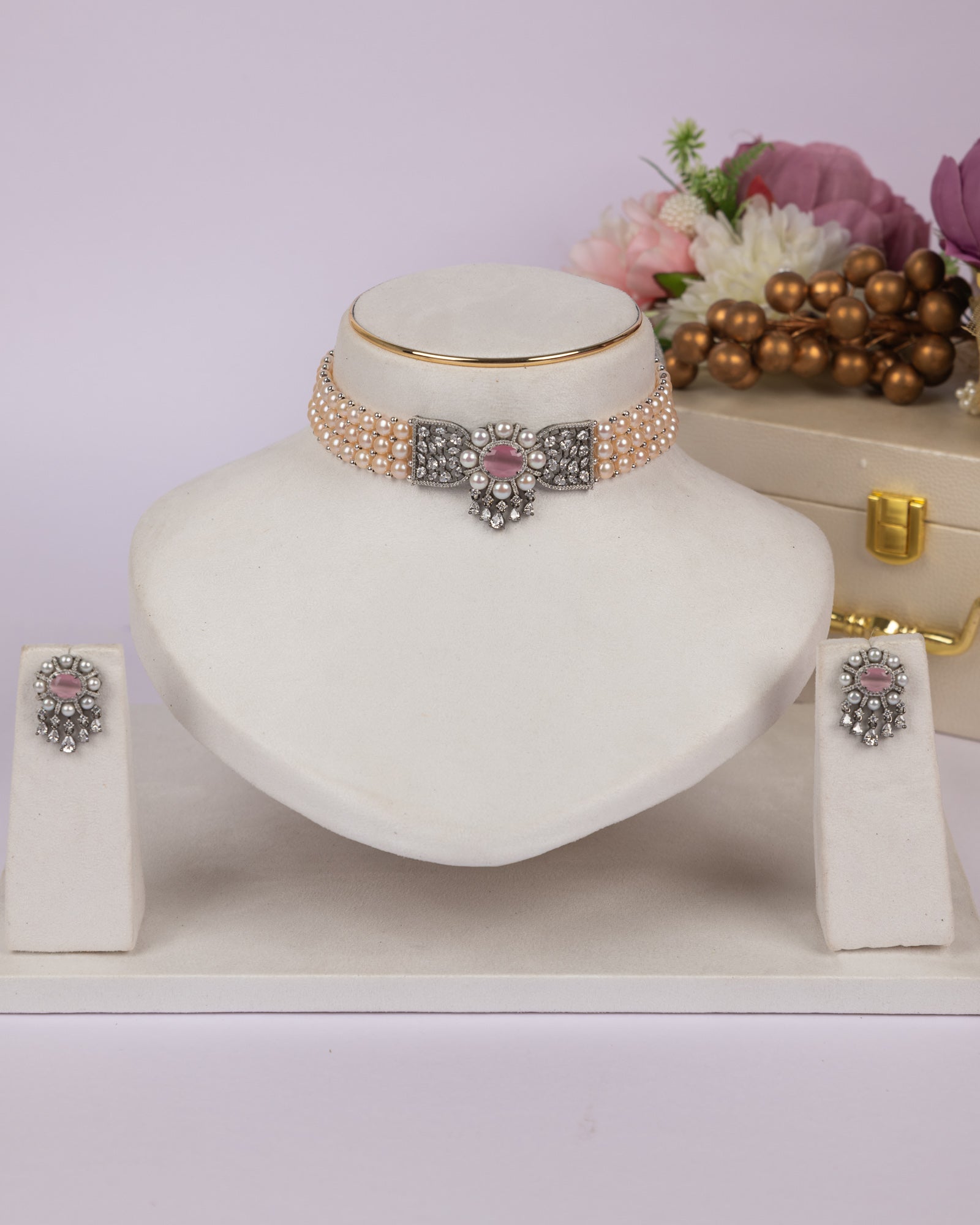 Authentic Real Natural Fresh Water Pearls Choker Set With Certificate(D.No CKR703)