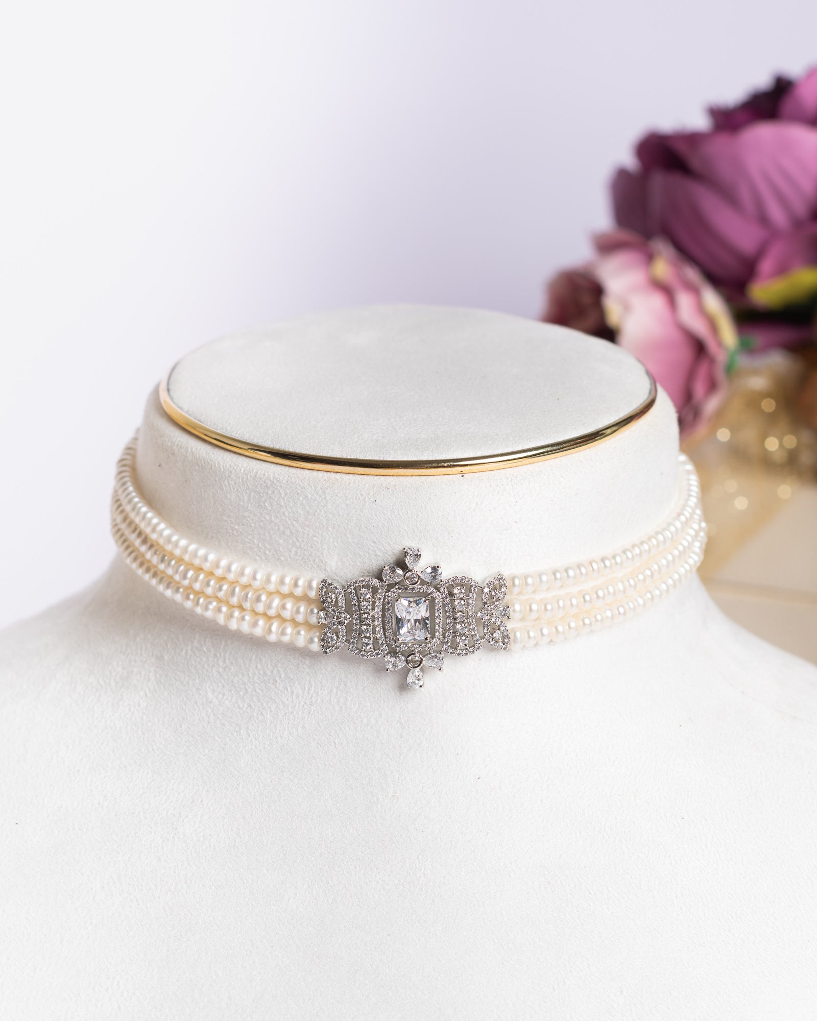 Authentic Real Natural Fresh Water Pearls Choker Set With Certificate(D.No CKR706)