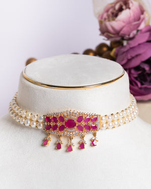 Authentic Real Natural Fresh Water Pearls Choker Set With Certificate(D.No CKR709)