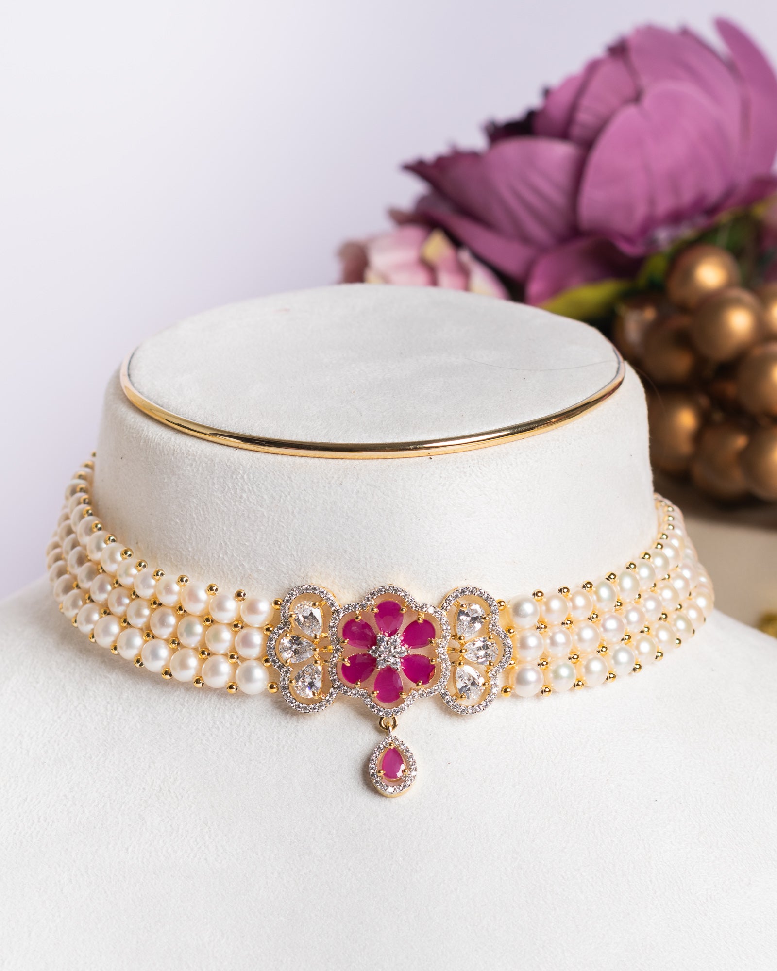 Authentic Real Natural Fresh Water Pearls Choker Set With Certificate(D.No CKR710)