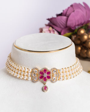 Authentic Real Natural Fresh Water Pearls Choker Set With Certificate(D.No CKR710)