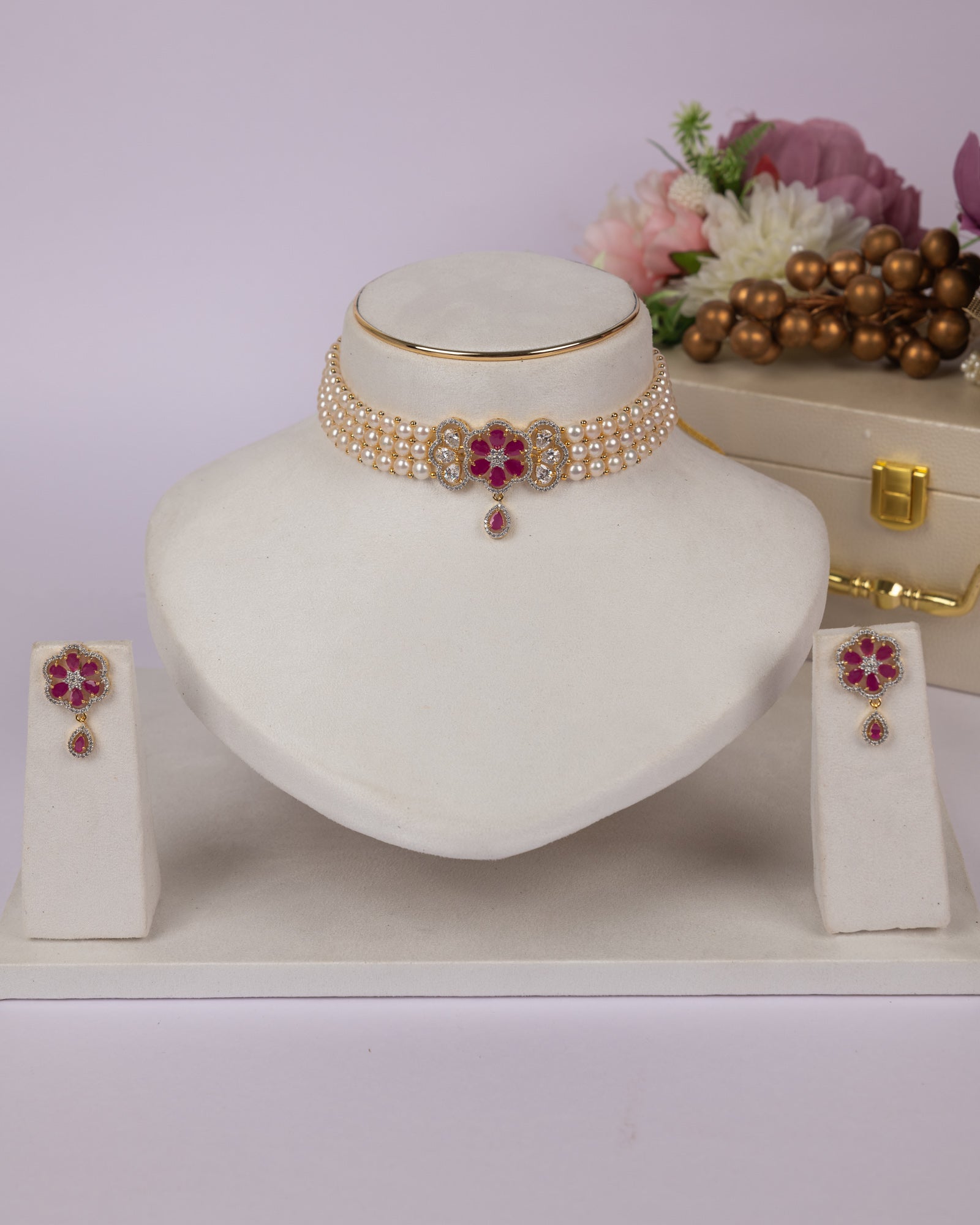 Authentic Real Natural Fresh Water Pearls Choker Set With Certificate(D.No CKR710)