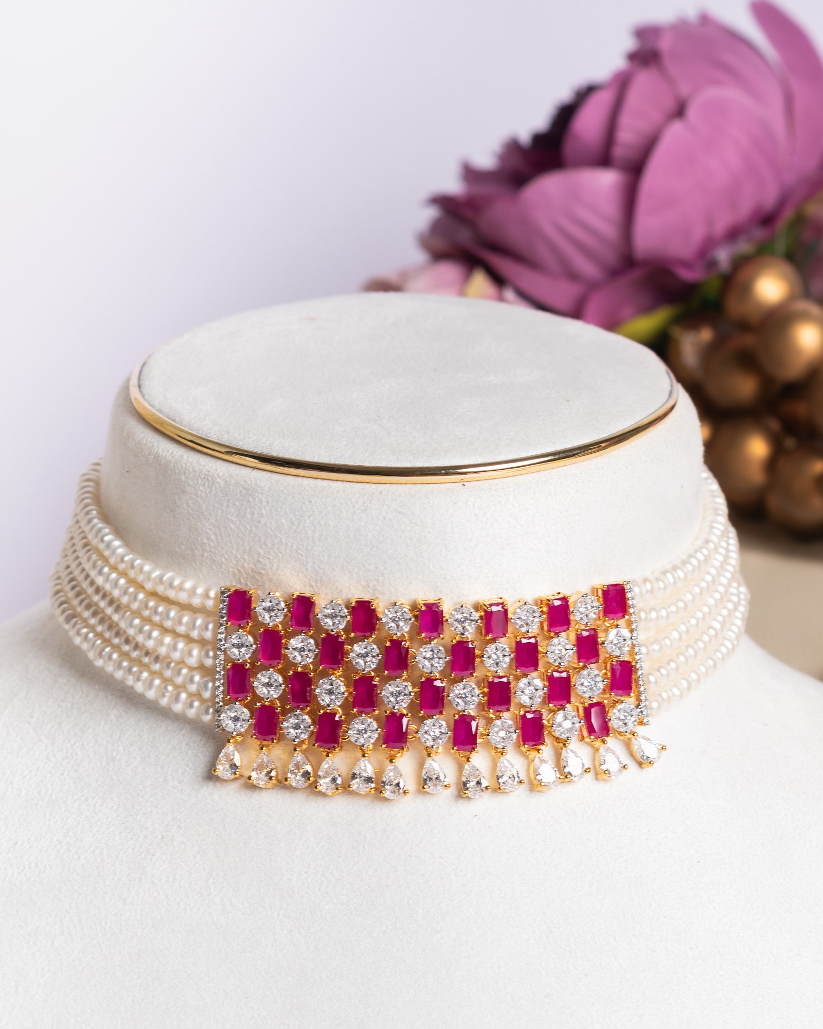 Authentic Real Natural Fresh Water Pearls Choker Set With Certificate(D.No CKR713)