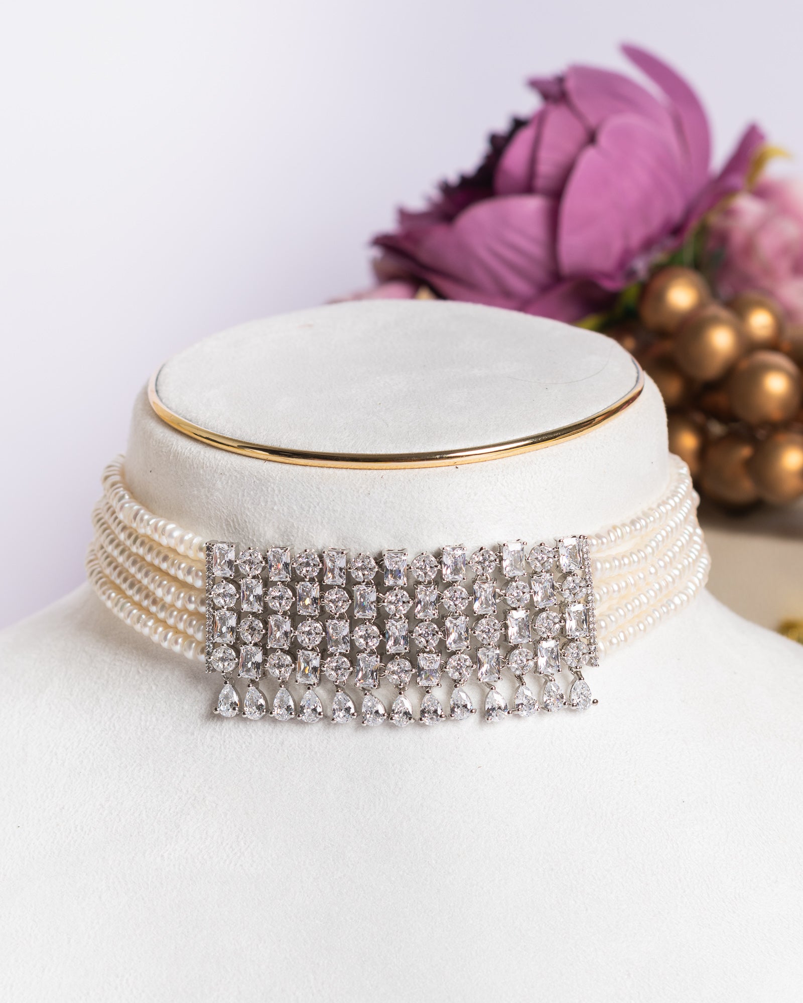 Authentic Real Natural Fresh Water Pearls Choker Set With Certificate(D.No CKR714)
