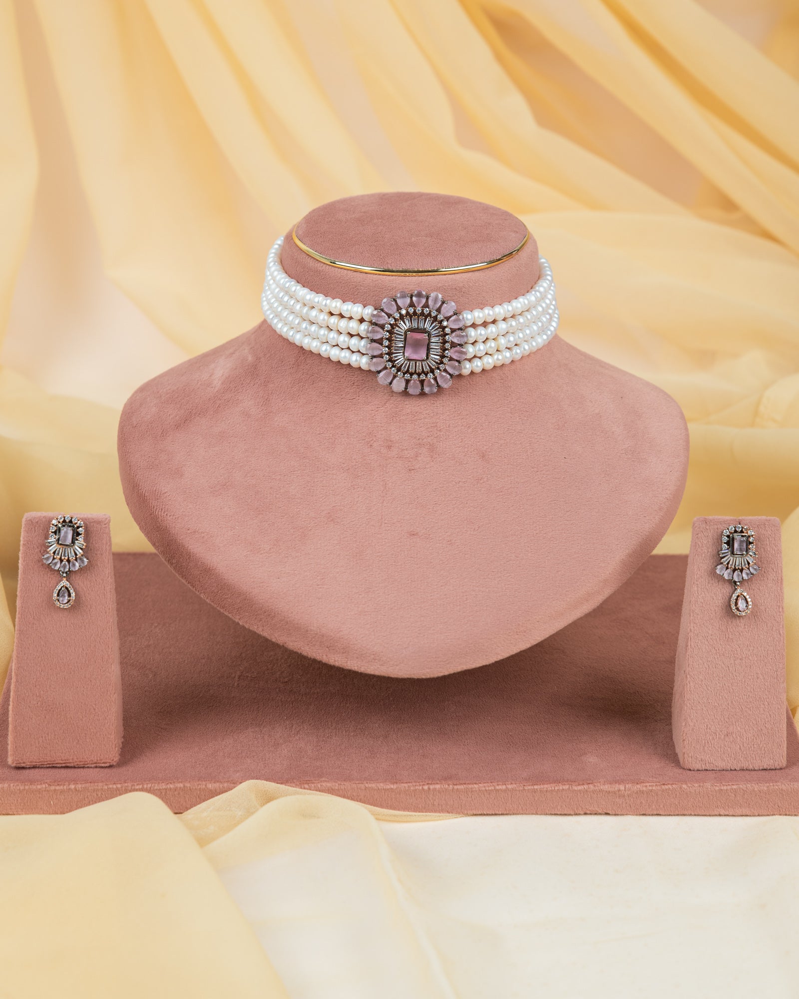 Authentic Real Natural Fresh Water Pearls Choker Set With Certificate(D.No CKR740)