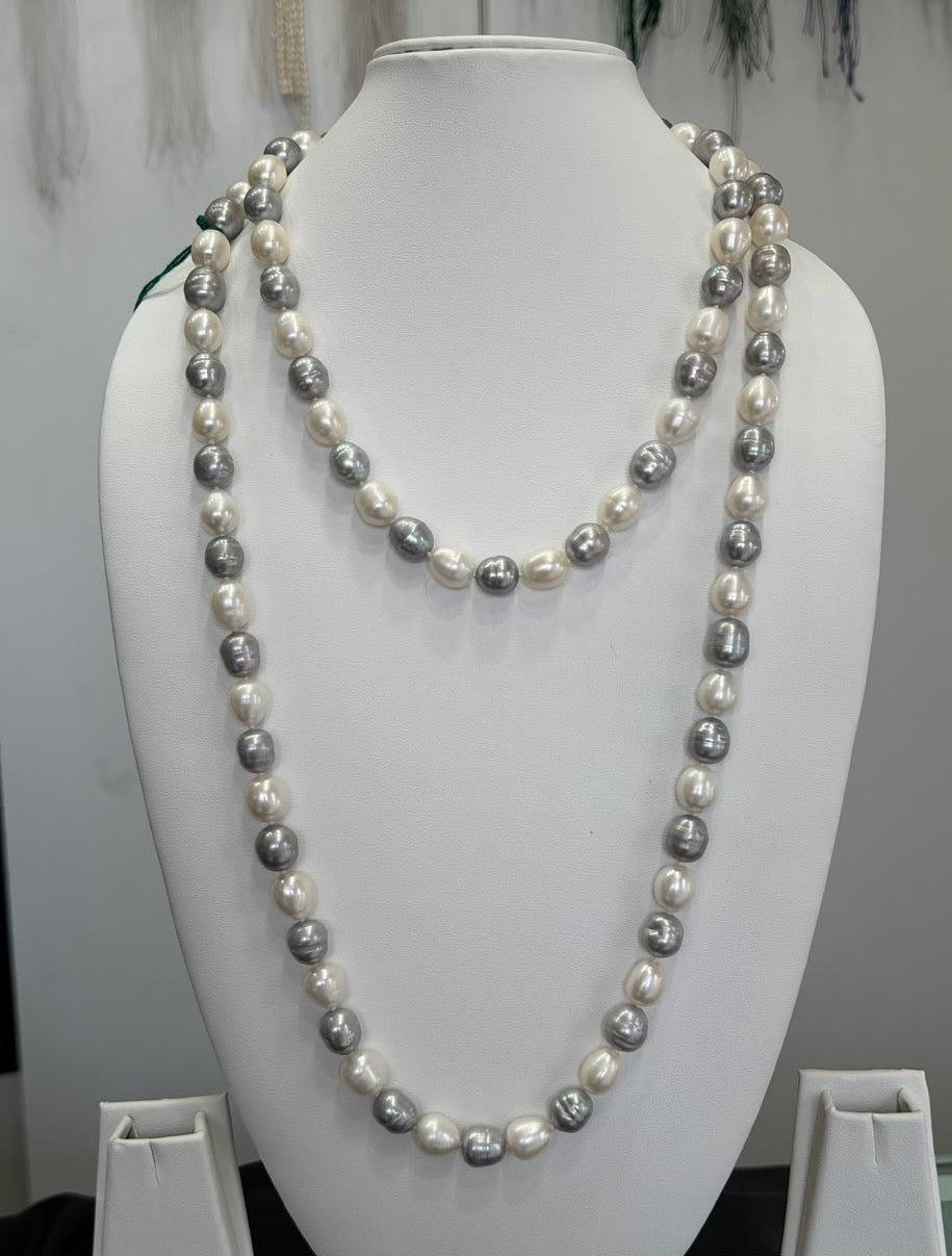 Long Length 48 Inches Authentic Real Natural Fresh Water knotted Pearls Mala With Certificate(D.No NPS166)
