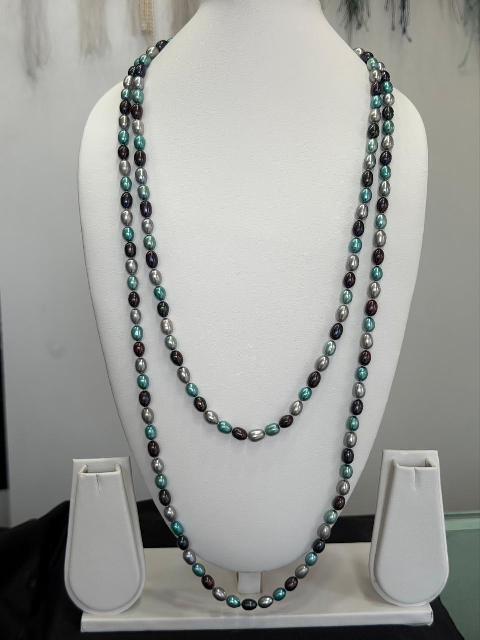 Long Length 62 Inches Authentic Real Natural Fresh Water knotted Pearls Mala With Certificate(D.No NPS168)