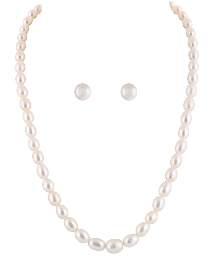 Real Pearl Mala | Freshwater Oval Pearls Mala Set(D.No NPS251) – Pitti ...