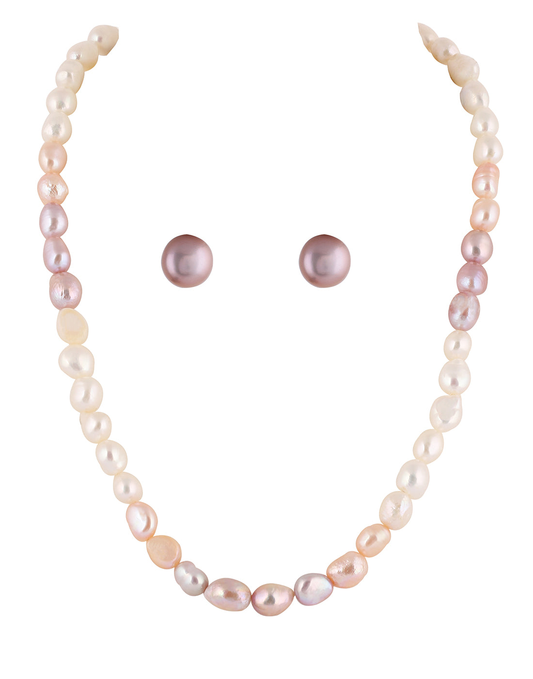 Real Natural Fresh Water Single Line Plain Barook Pearl Mala Set With Certificate(D.No NPS257)