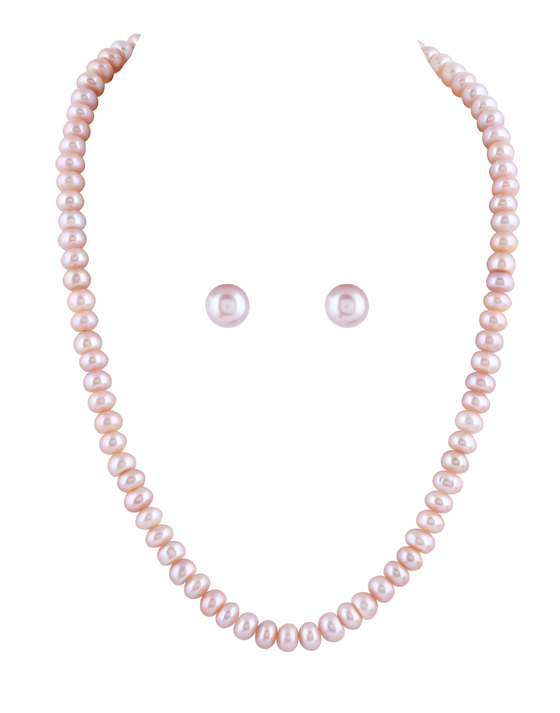Real Natural Fresh Water Single Line Plain Pearls Mala Set 8 MM With Certificate(D.No NPS282)