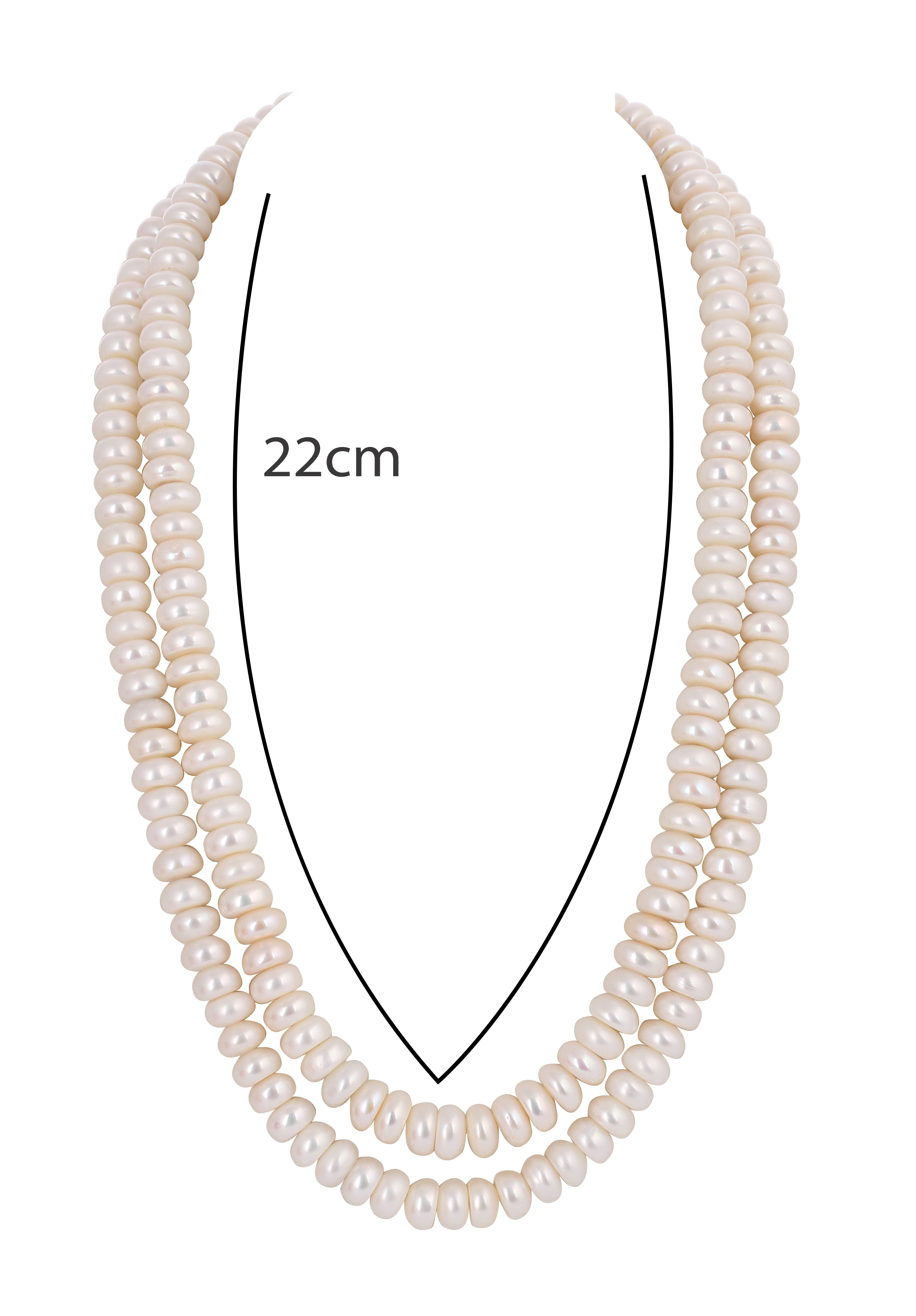 Real Natural Fresh Water Double Line Plain 10 MM Pearl Mala Set With Certificate(D.No NPS322)