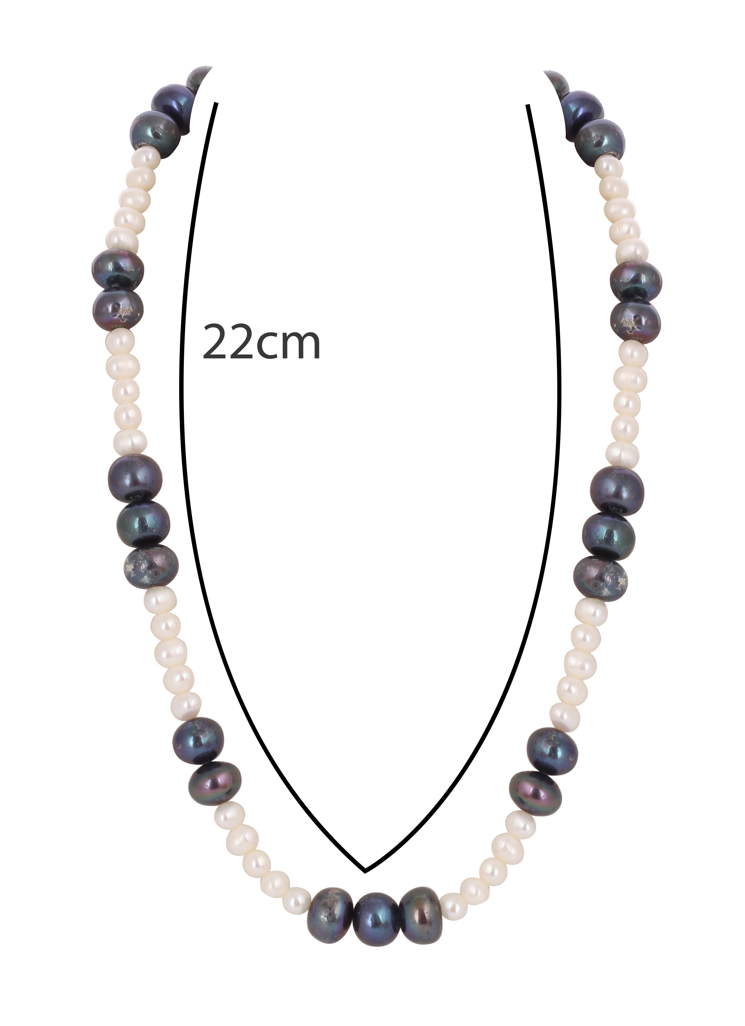Real Natural Fresh Water Plain Black N White Round Pearl Mala Set With Certificate(D.No NPS336)