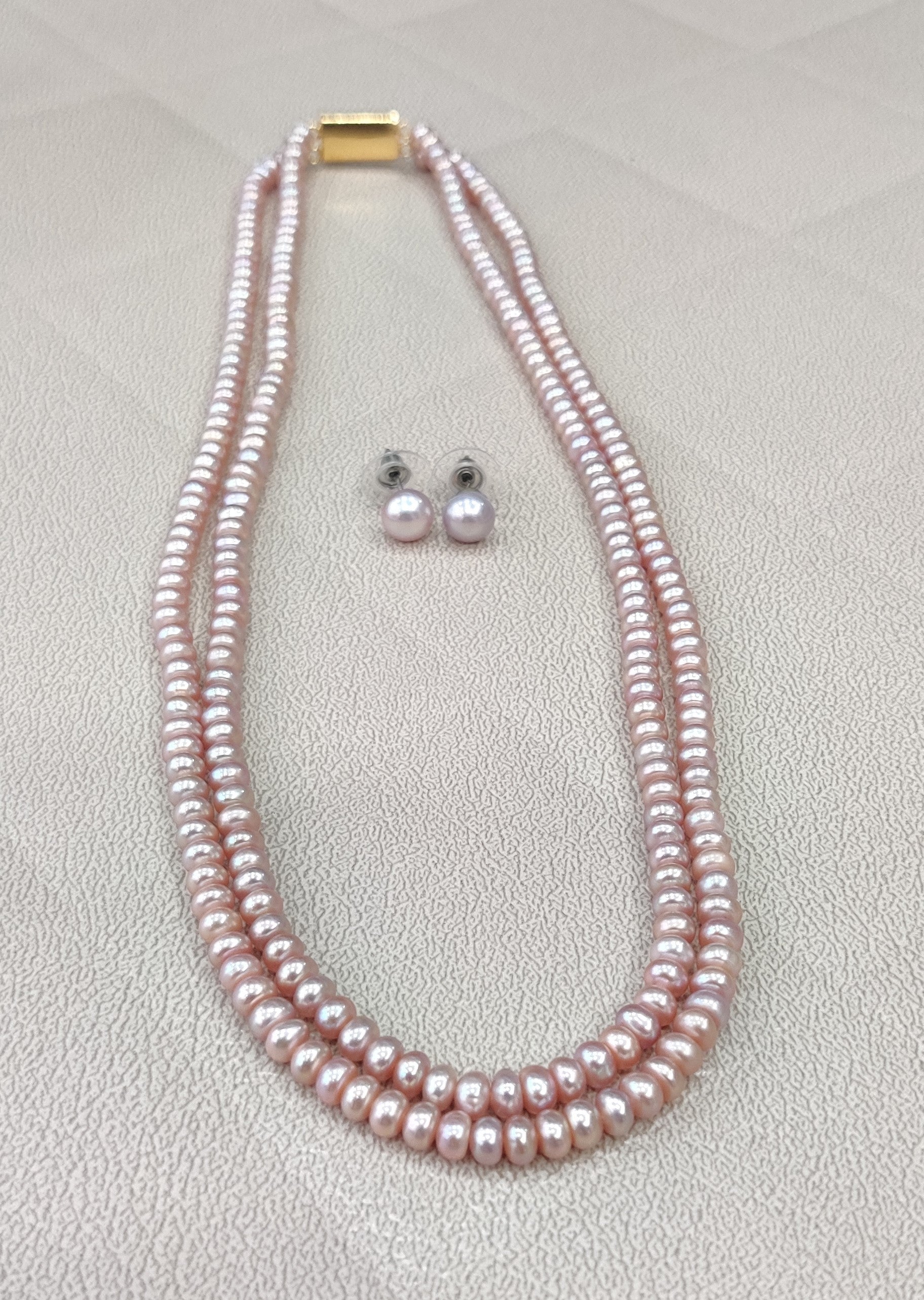 Authentic Real Natural Fresh Water Double Line Pearls Mala Set 3 MM With Certificate(D.No NPS342)