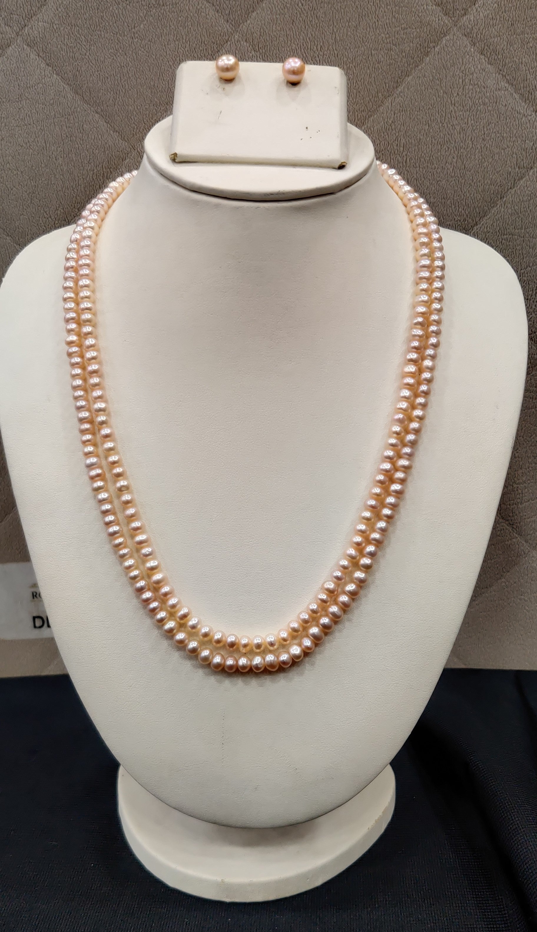 Authentic Real Natural Fresh Water Double Line Pearls Mala Set 3 MM With Certificate(D.No NPS345)