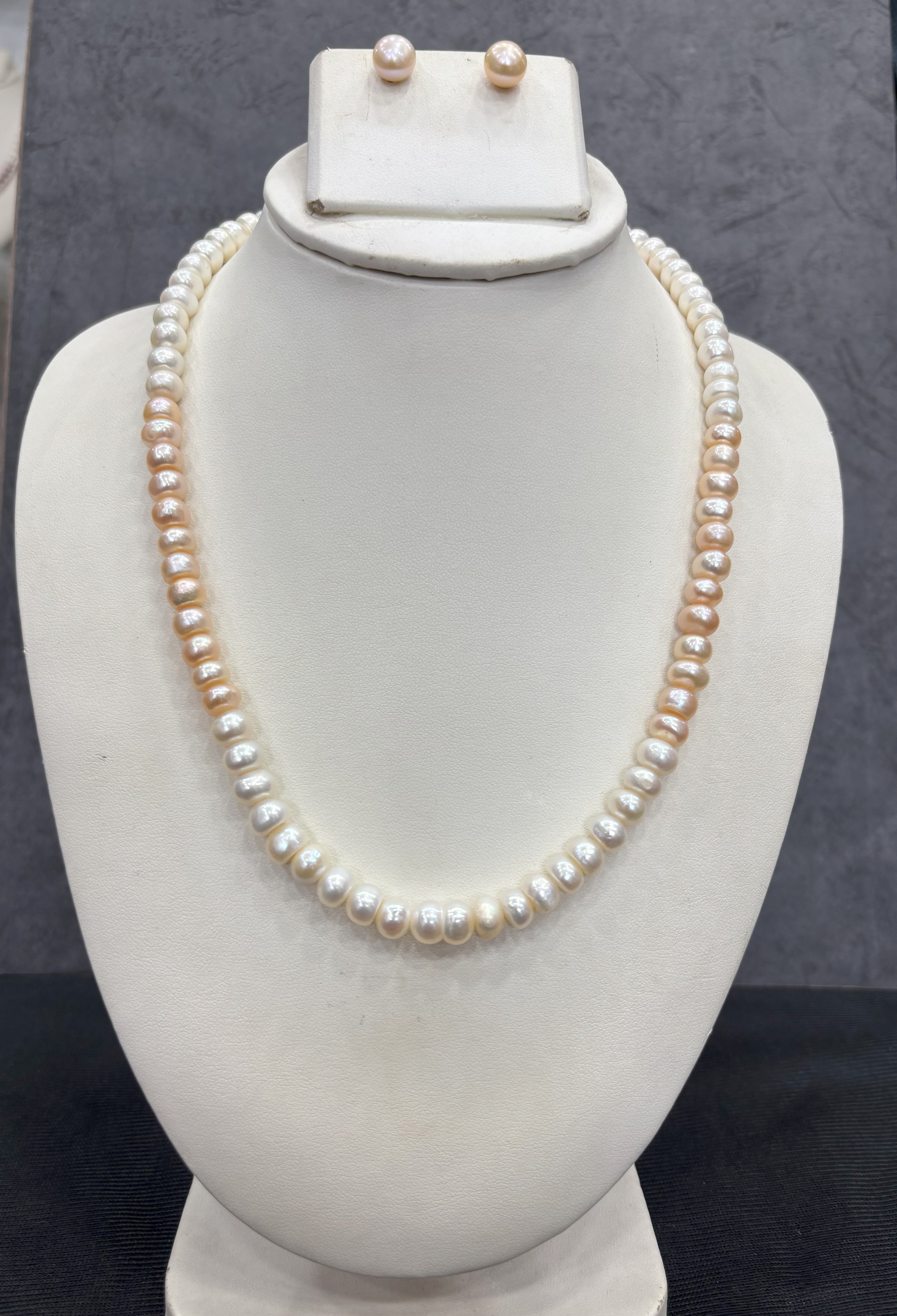 Authentic Real Natural Fresh Water Single Line Pearls Mala Set 6 MM With Certificate(D.No NPS347)