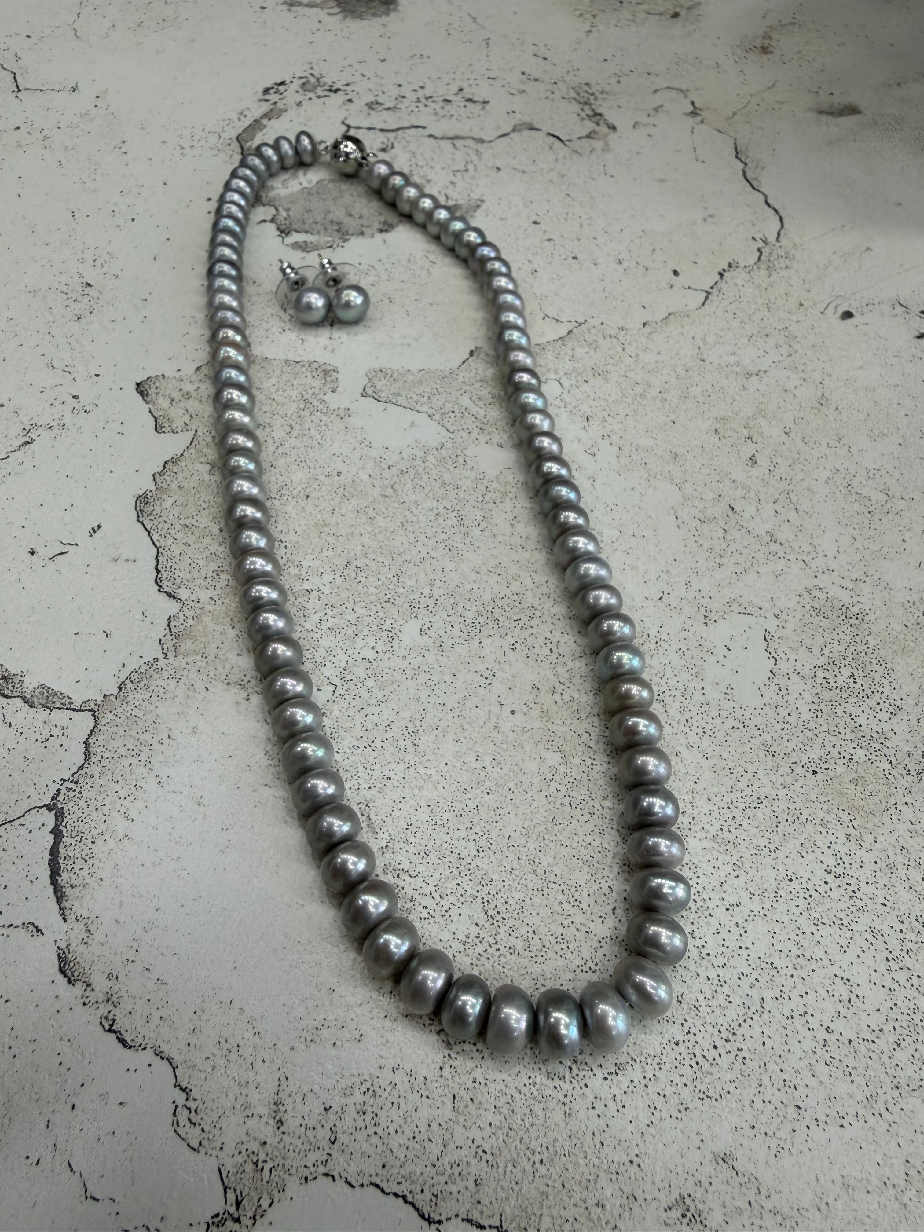 Authentic Real Natural Fresh Water Single Line Pearls Mala Set 7 To 8 MM With Certificate(D.No NPS356)