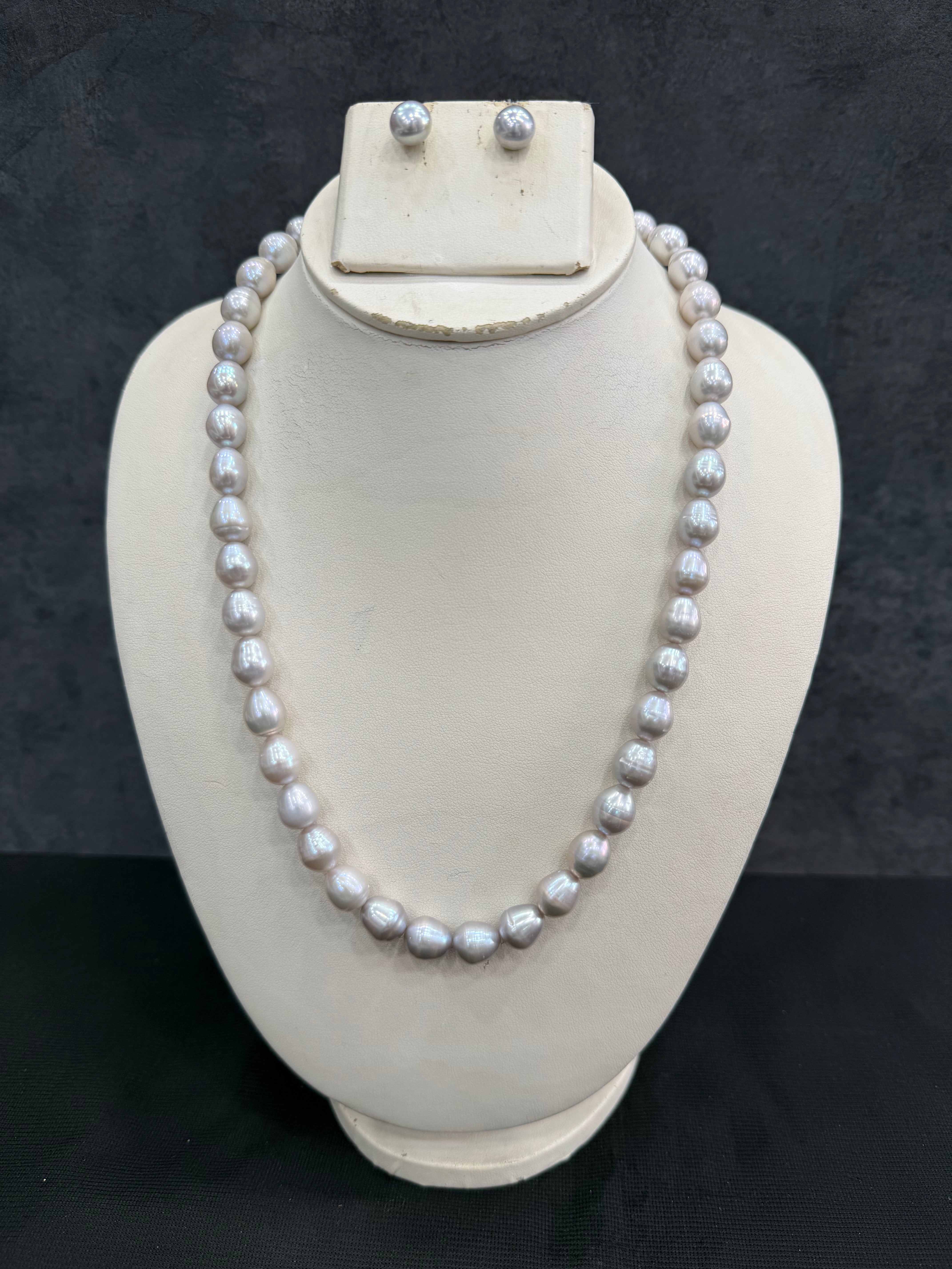 Authentic Real Natural Fresh Water Single Line Pearls Mala Set 7 To 8 MM With Certificate(D.No NPS358)