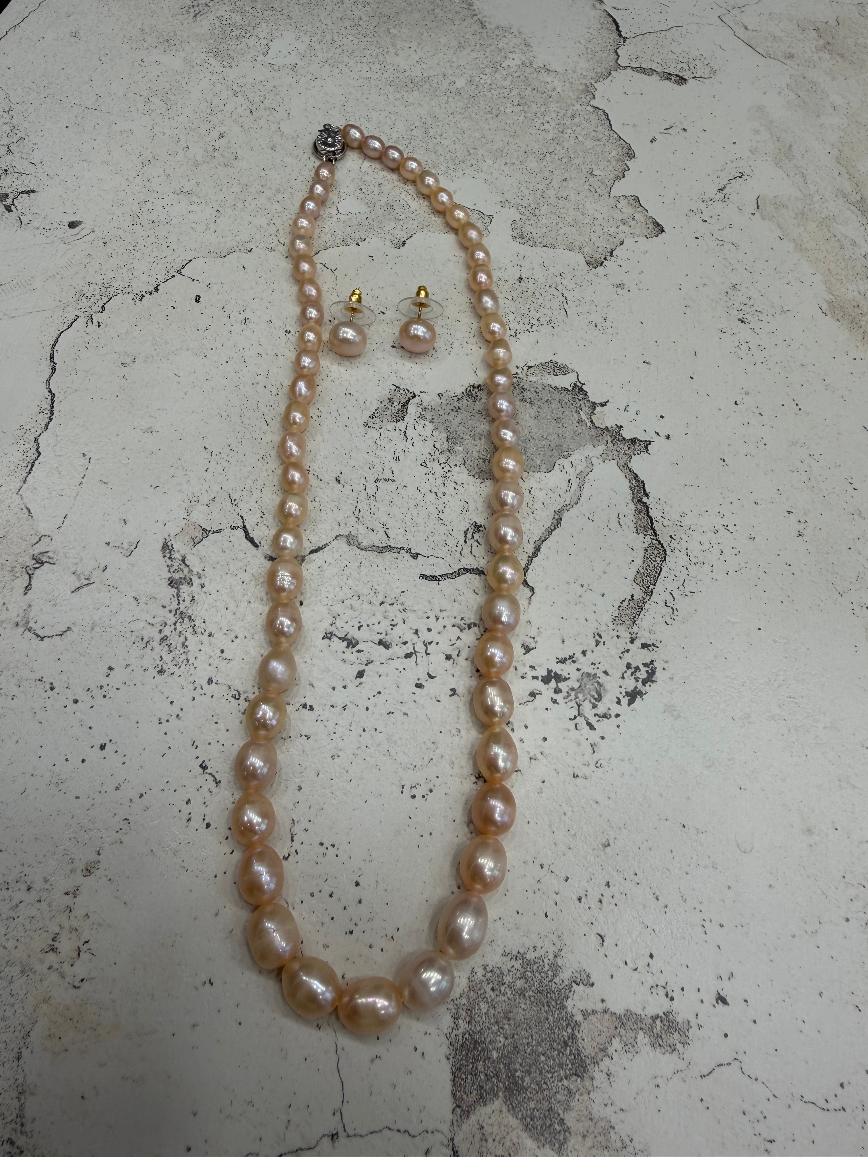 Authentic Real Natural Fresh Water Single Line Graduation Pearls Mala Set With Certificate(D.No NPS368)