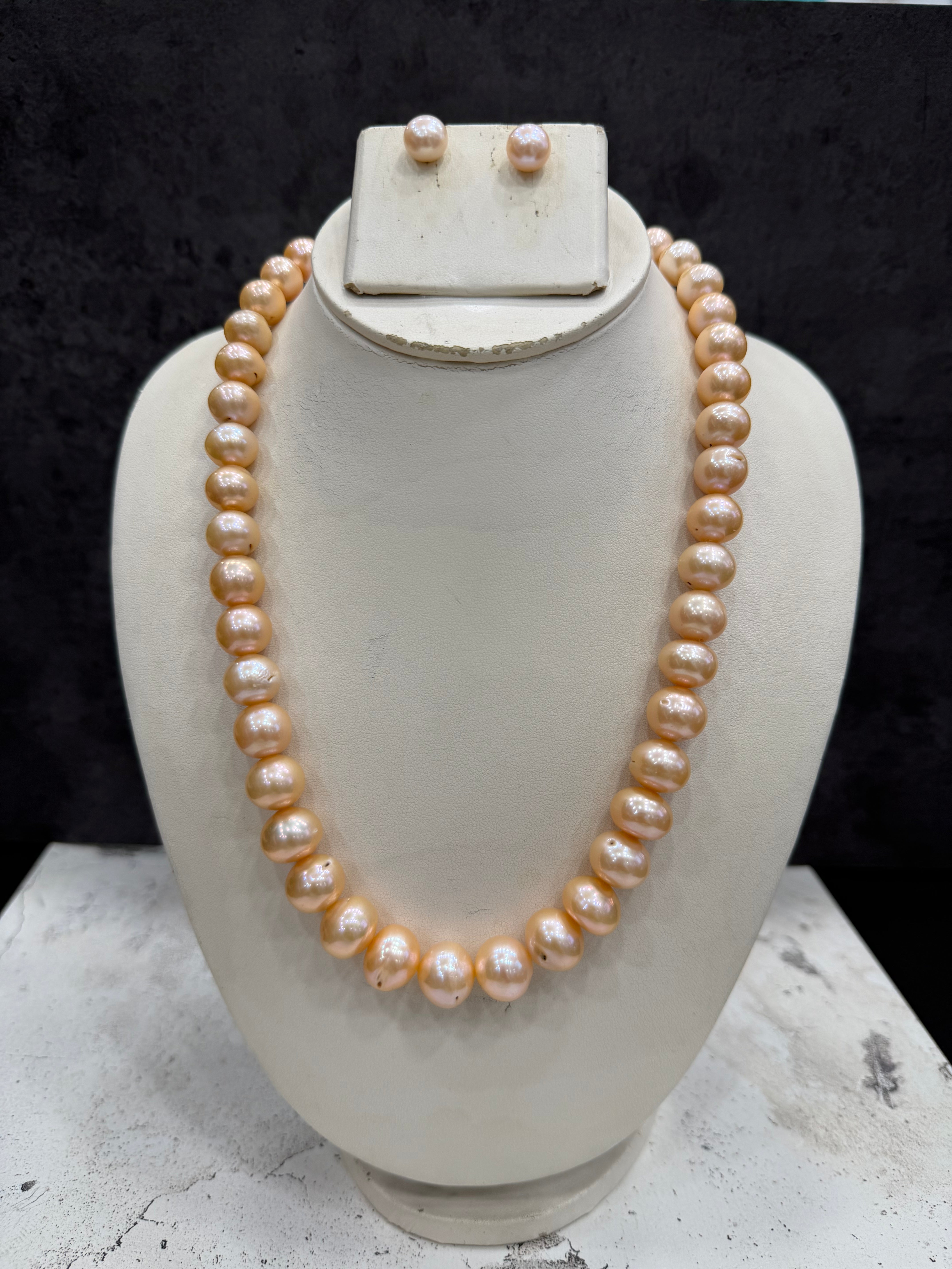 Authentic Real Natural Fresh Water Single Line Graduation Pearls Mala Set With Certificate(D.No NPS371)