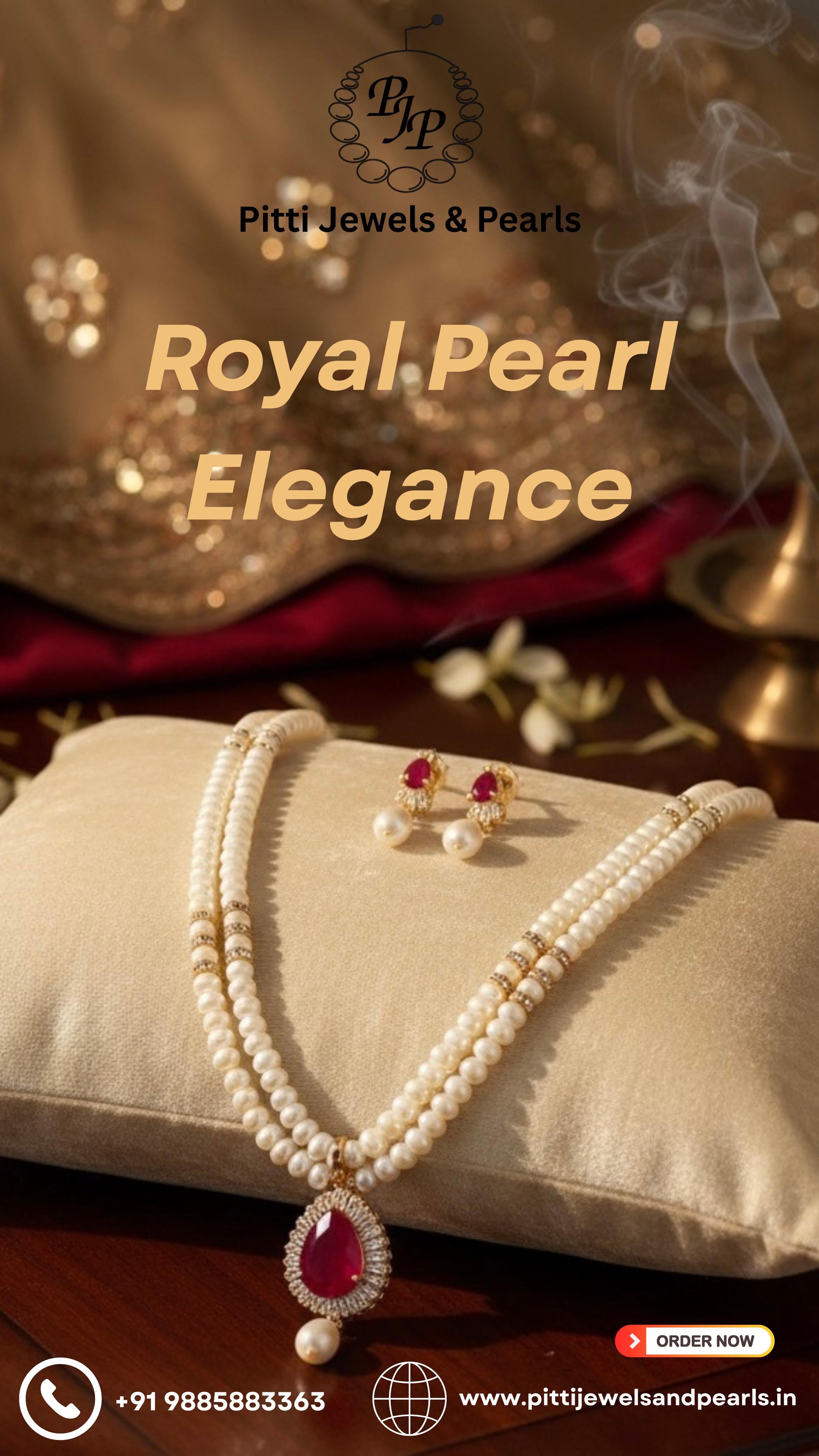 Natural Fresh Water Real Double String Pearl Set With Certificate(D.No ADPRLS120)